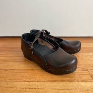 Sanita Clogs - Clare Mary Jane Clog in Brown Leather - Size 38